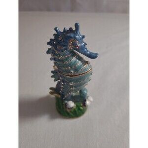 Seahorse enamel trinket box